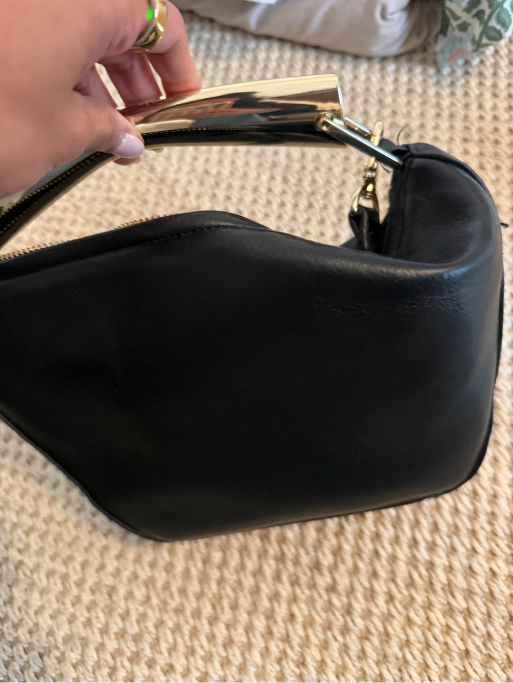 Zara Black Crossbody Bag with Gold Hardware